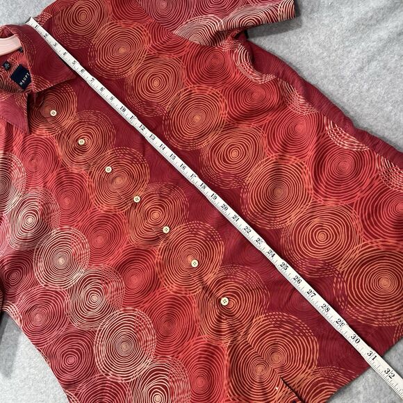 Haupt Germany Camp Shirt circles Abstract red XL 17.5 Men short sleeve - Picture 7 of 13